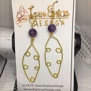 Lorena Espinoza Handmade Amethyst Earrings, NWT, Deep Purple